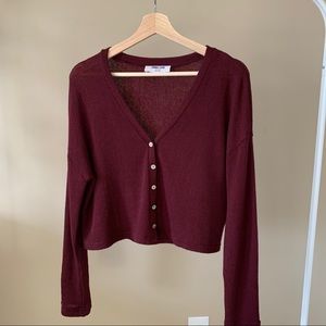 Cropped button up knit top
